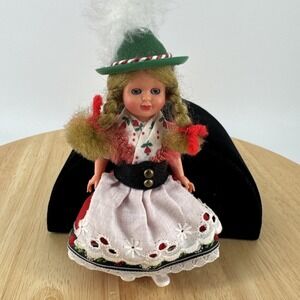 German Bayern Doll 5" Tall Blonde Open Close Blue Eyes Traditional Dress Vintage